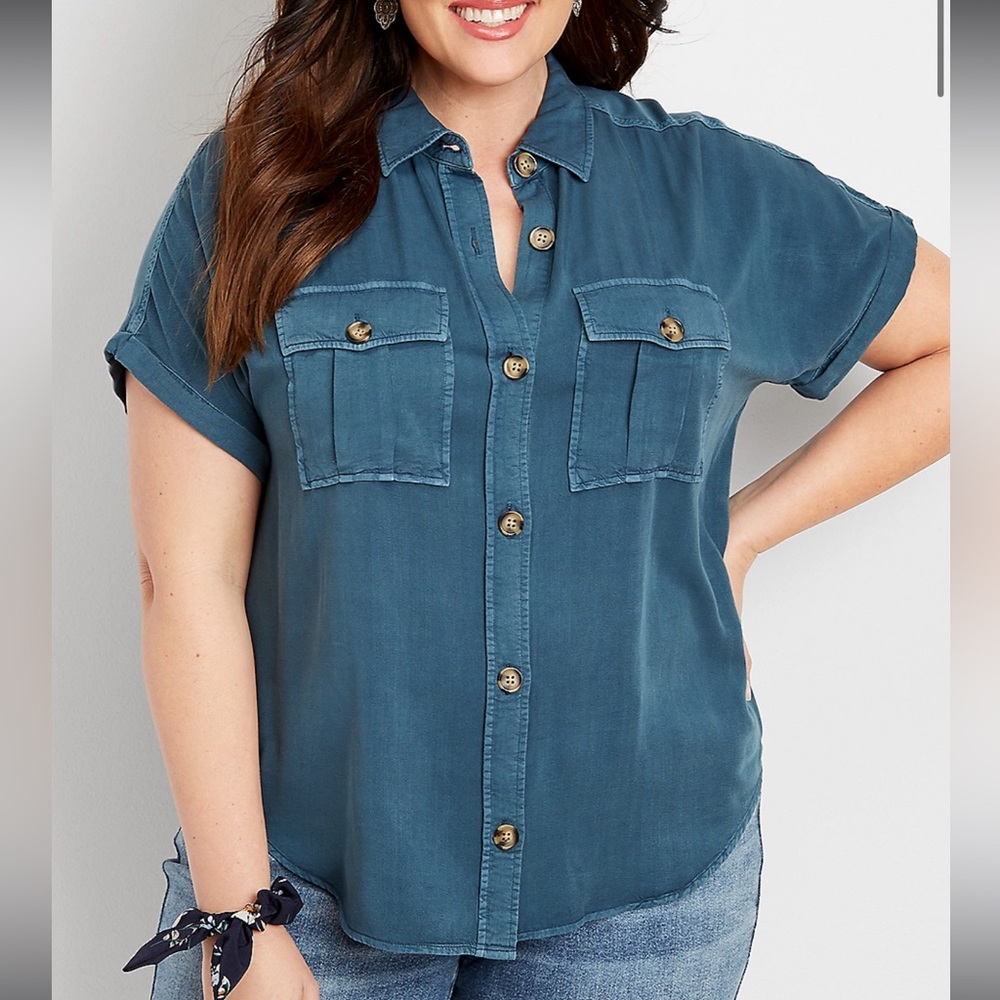 Maurice’s Blue Short Sleeve Utility Shirt